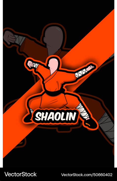 Shaolin Esport Logo Mascot Design Royalty Free Vector Image