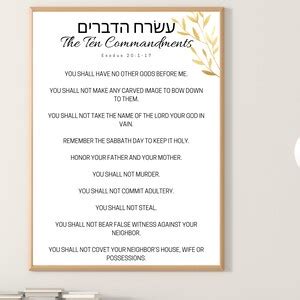 The Ten Commandments Wall Art Printable Exodus Etsy Australia