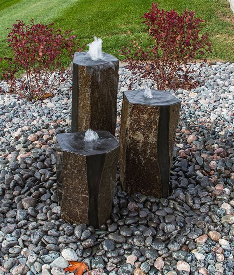 Semi-Polished Basalt Fountain | Triple Fountain Kit | Blue Thumb