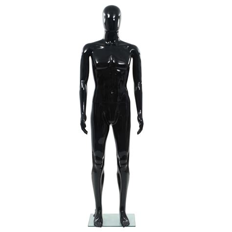 Manequim Masculino De Corpo Inteiro Base De Vidro Preto Brilhante