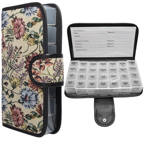 Simply Genius Daily Pill Box Organizer Portable Locking Travel Case Doses Dispenser 7 Or 14 Day ...