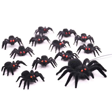 Halloween Spider Decorations 10 Pcs Realistic Flocked Spiders Set