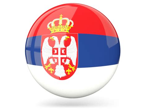 Glossy round icon. Illustration of flag of Serbia