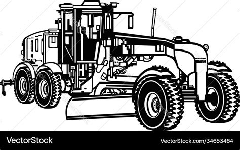 Road Grader Heavy Equipment Construction Vector Image