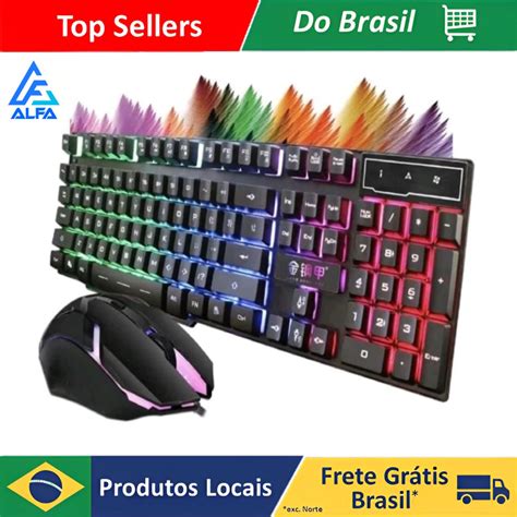 ALFA Kit Teclado Mouse Gamer 3200dpi Semi Mecânico Rgb Led Original