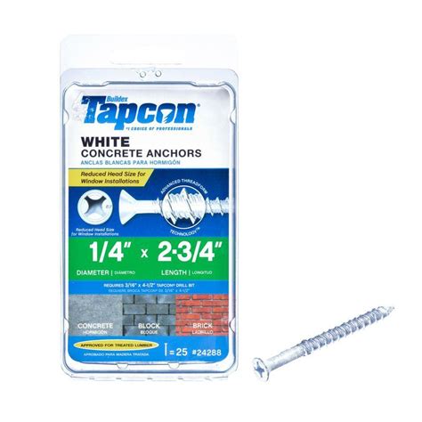 Tapcon 14 In X 2 34 In White Ultrashield Phillips Flat Head