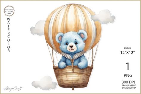 Teddy Bear Png Hot Air Balloons Baby Boy Shower Clipart