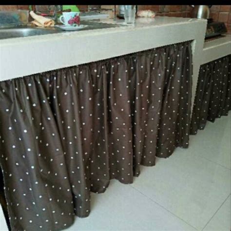 Jual Termurah Gorden Kolong Dapur Polkadot Coklat Korden Kolong Dapur