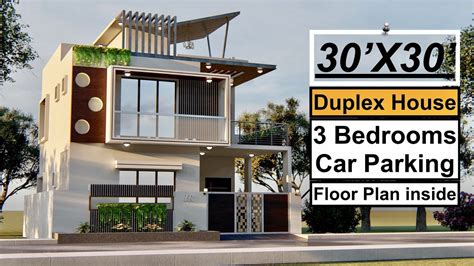 30X30 Duplex House Design 900 Sqft House Plan 3 Bedrooms Car