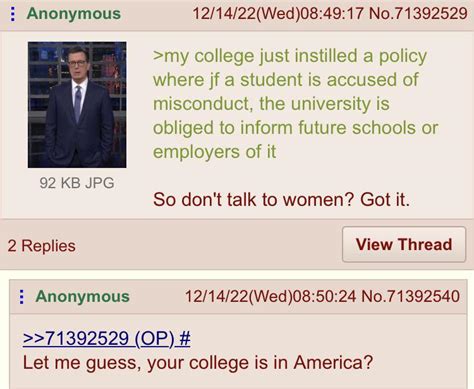 4chan On Twitter Anon Goes To College