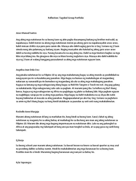 Filipino Reflection Pdf