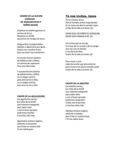 Cantos Catolicos Para Que Los Canten Con La Familia HIMNO DE LA