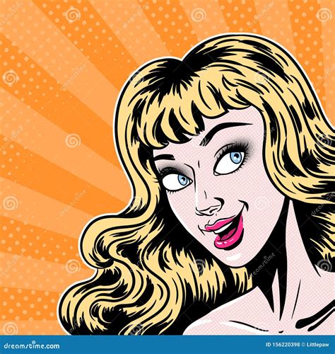 Bande Dessinée Belle Jeune Femme Blonde Expression Surprise Bouche Ouverte Omg Wow Pop Art