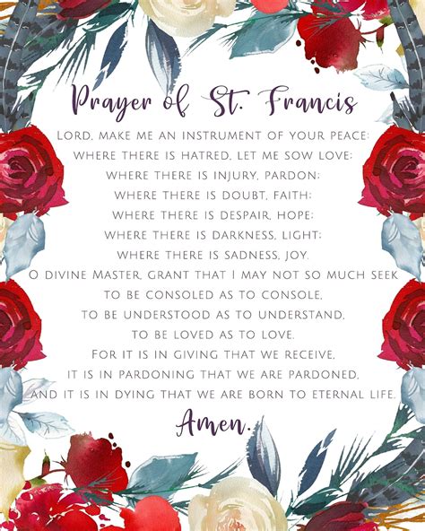 Prayer Of St Francis Peace Prayer Digital File Download Etsy