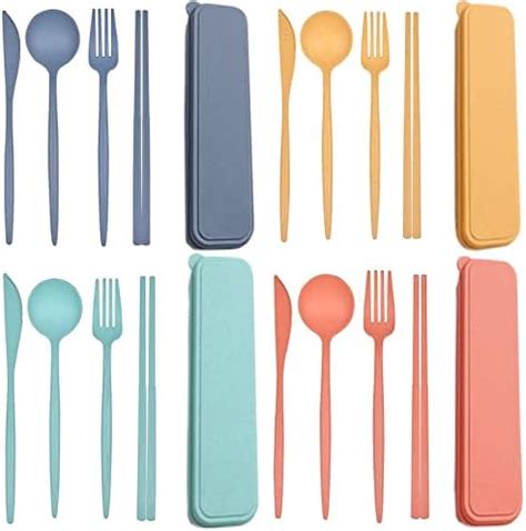 Amazon TROUSKAIG 4 Sets Reusable Utensils Set With Case Travel