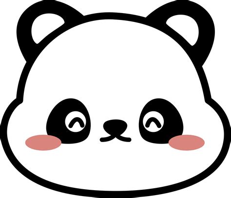 Happy Panda Bear Face Expression Flat Style Doodle Cartoon Element