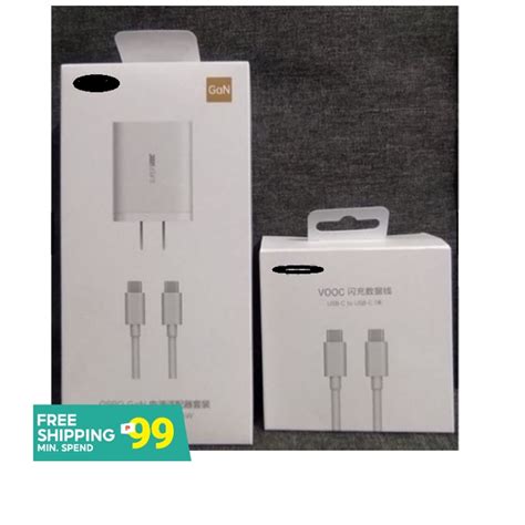 Oppo W Super Vooc Gan Charger With Usb C To Usb C Cable Actual Image