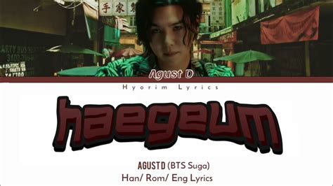 Agust D Haegeum Lyrics Color Coded Han Rom Eng Youtube