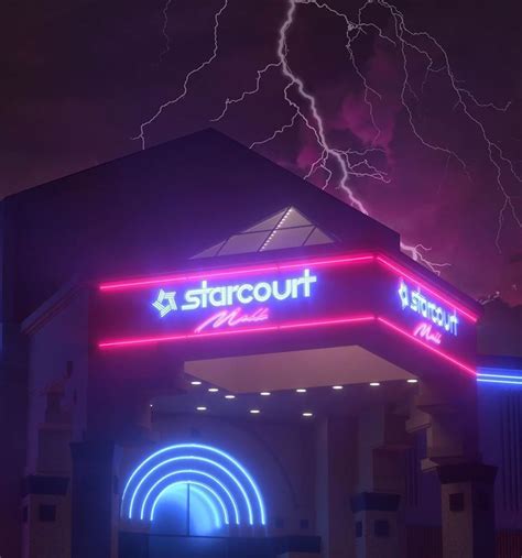 Starcourt Mall Star Lightning Neon Lights Stranger Things Digital Art