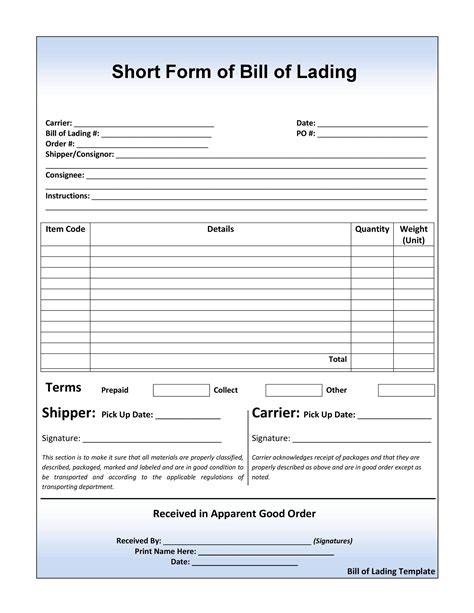 Ejemplo De Bill Of Lading En Español Opciones De Ejemplo