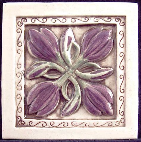 Decorative Handmade Ceramic Tile Decorative Relief Carved Ceramic