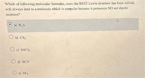 Answered Which Of Following Molecular Formulas  Bartleby