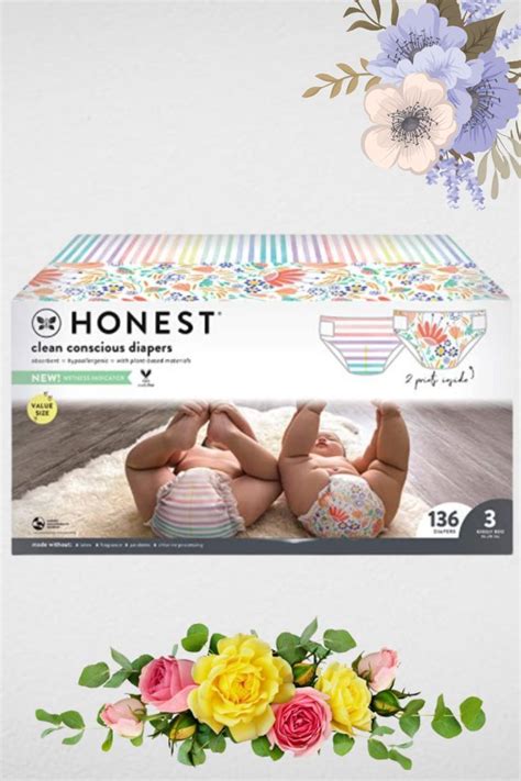 The Honest Company Clean Conscious Diapers Rainbow Stripes Flower