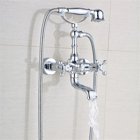 Polished Chrome Brass Wall Mounted Telephone Style Bathtub Shower