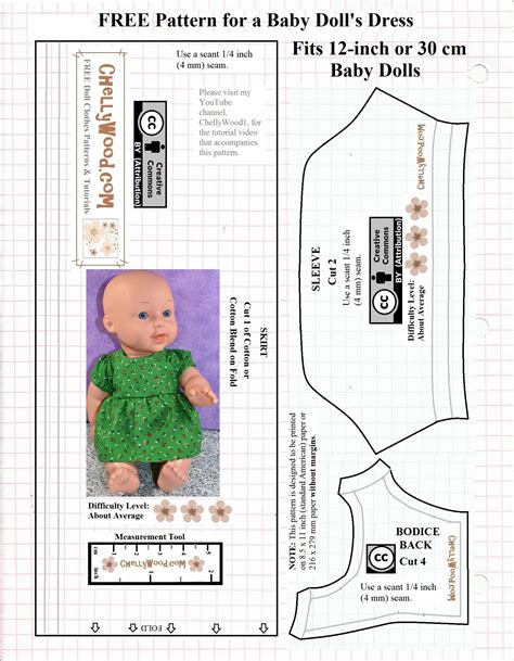 Free Printable Pdfpatterns For Sewing A Dress And Diaper To Fit 12