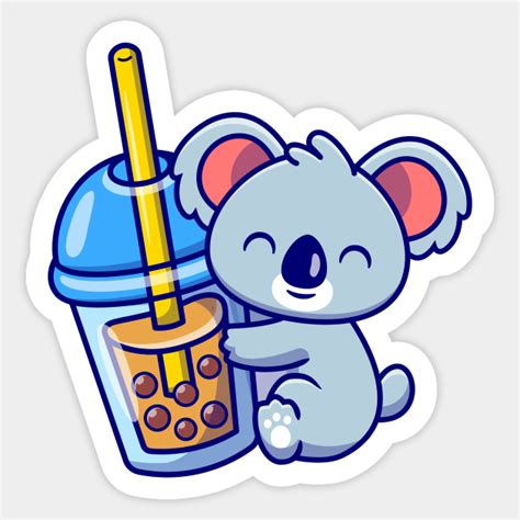 Cute Koala Hug Boba Milk Tea Boba Tea Sticker Teepublic