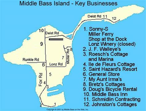 Middle Bass Island - Map of Key Businesses