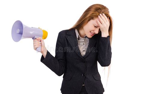 Woman With Loudspeaker Stock Image Image Of Amplifier 40681753