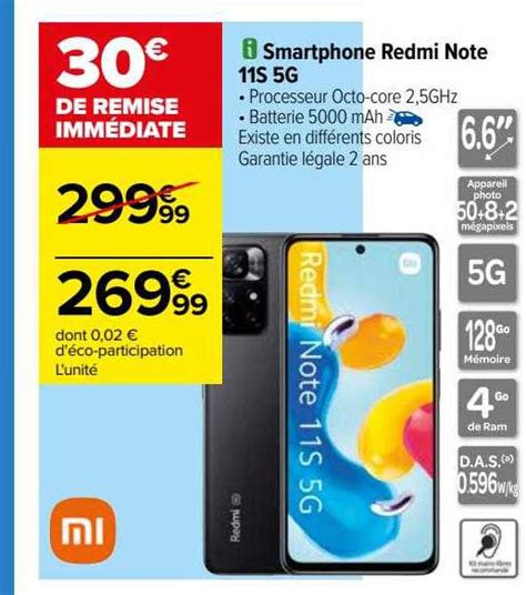 Promo Smartphone Redmi Note 11s 5g Xiaomi Chez Carrefour ICatalogue Fr