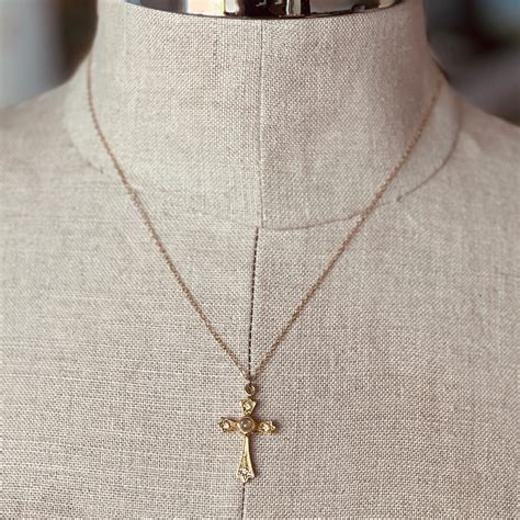 Lords Prayer Stanhope Cross Necklace Vintage Goldtone Cross Etsy