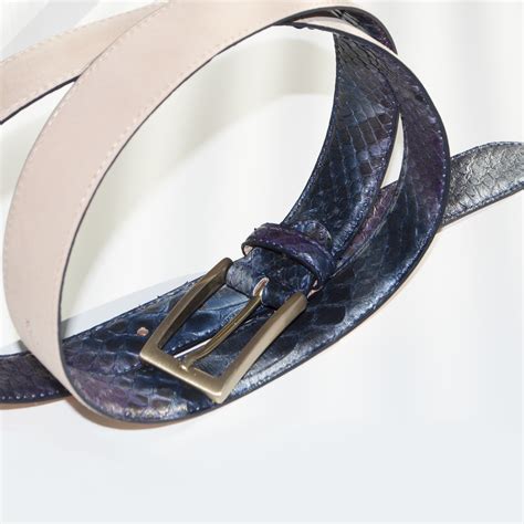 Patchwork Python Belt In Shades Of Blue