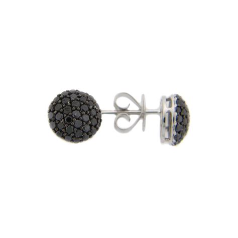 Dilamani Jewelry Black Diamond Pave Round Stud Earring