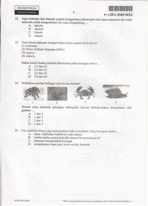 Naskah Ujian Nasional Ipa Smp Tahun 2013 Paket 03