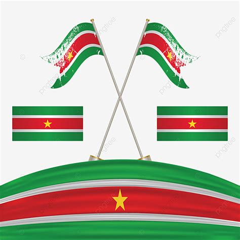 Gambar Suriname Mengibarkan Bendera Vektor Premium Png Gelombang