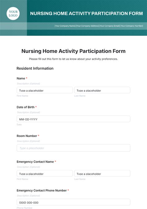 Free Nursing Home Form Templates And Examples Edit Online And Download