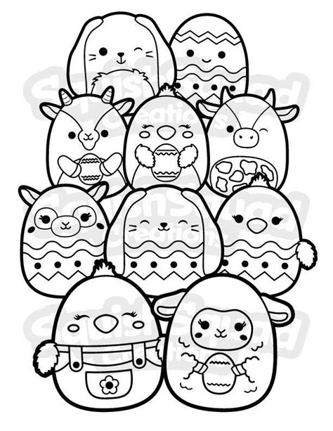 Squishmallows Printable Cute Easter Coloring Page Download File Featuring Aimee Chick Bastian