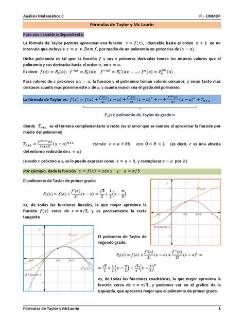 12 Formulas De Taylor Y Mc Laurin Pdf Raíz Cuadrada Derivado