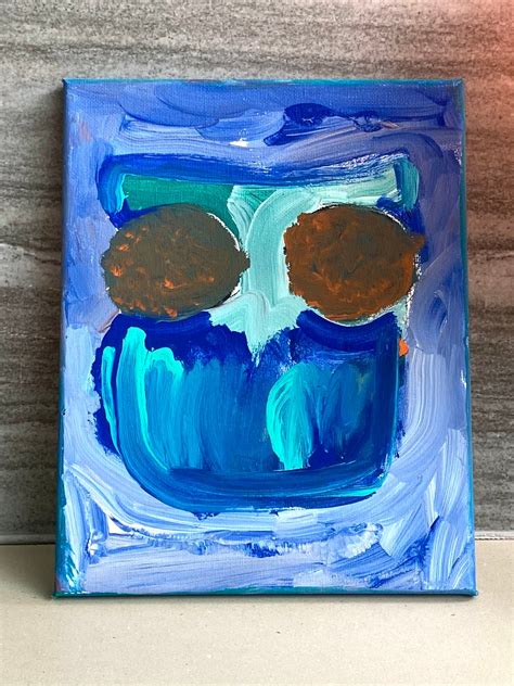 Original mid century modern owl painting | Etsy