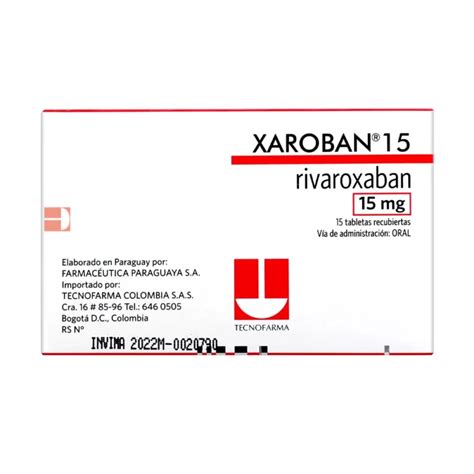 Xaroban 15 Mg 15 Tabletas Farmaprime