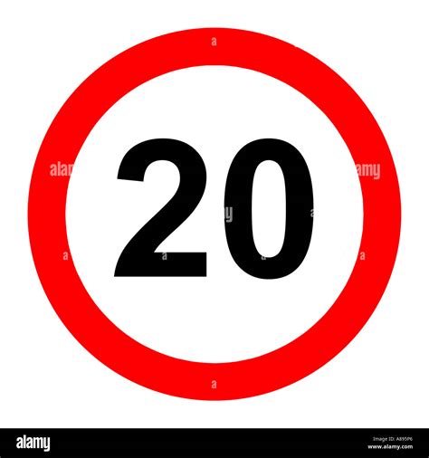 Twenty 20 Miles Per Hour Speed Limit Road Sign On White Background