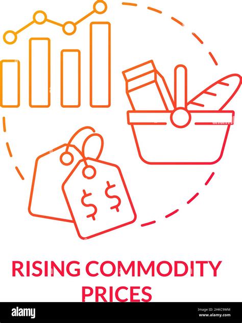 Rising Commodity Prices Red Gradient Concept Icon Stock Vector Image