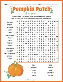 Pumpkin Word Search FUN By Puzzles To Print Teachers Pay Teachers