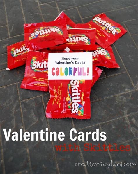 Printable Valentines cards with Skittles