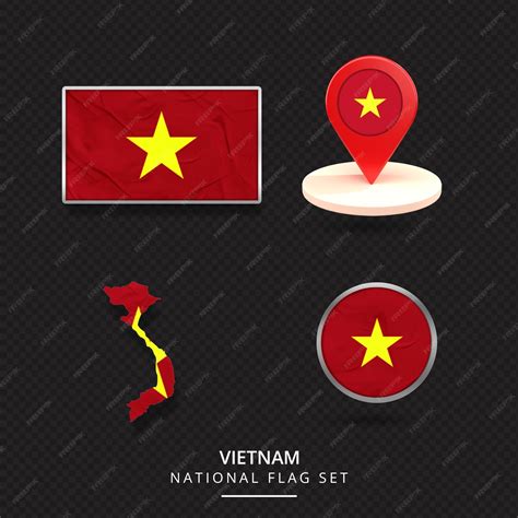 Premium Psd Vietnam National Flag Map Location Element Design