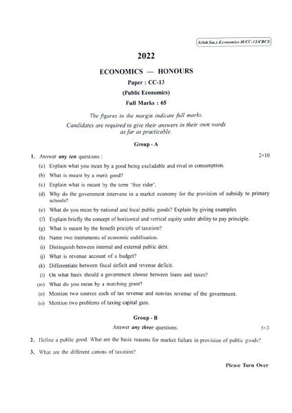 File Cu 2022 B A B Sc Honours Economics Semester 6 Paper Cc 13 Qp