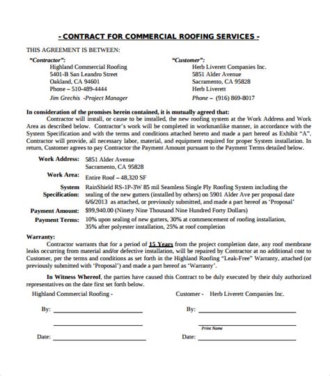 FREE 13 Roofing Contract Templates In PDF MS Word Google Docs Pages